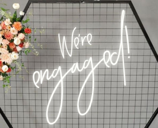 LED Neon Sign 'We're Engaged', Wedding Announcement Light, 30 x 60 cm
