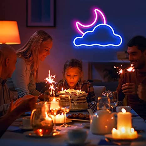 Cloud Neon Board with the moon.
