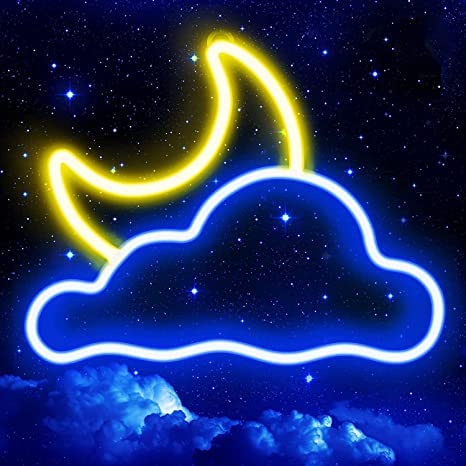 Cloud Neon Board with the moon.