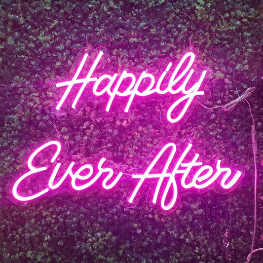 LED Neon Sign Light, Happily Ever After, 30 x 60 cm, Wedding Decor