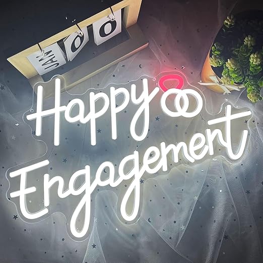 Happy Engagement Neon Board with the rings