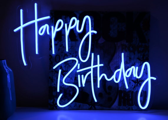Happy Birthday Blue Neon Sign(30cms by 60cms)