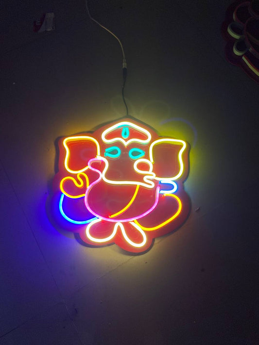 Ganesh LED Neon Wall Sign Light 30 x 30 cm, Multi-Colour