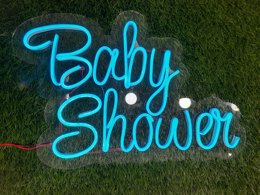 Baby Shower Neon Sign, 30 x 61 cm, Blue Light