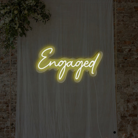 Engaged LED Neon Sign Board (Yellow) (30 cms by 60cms)